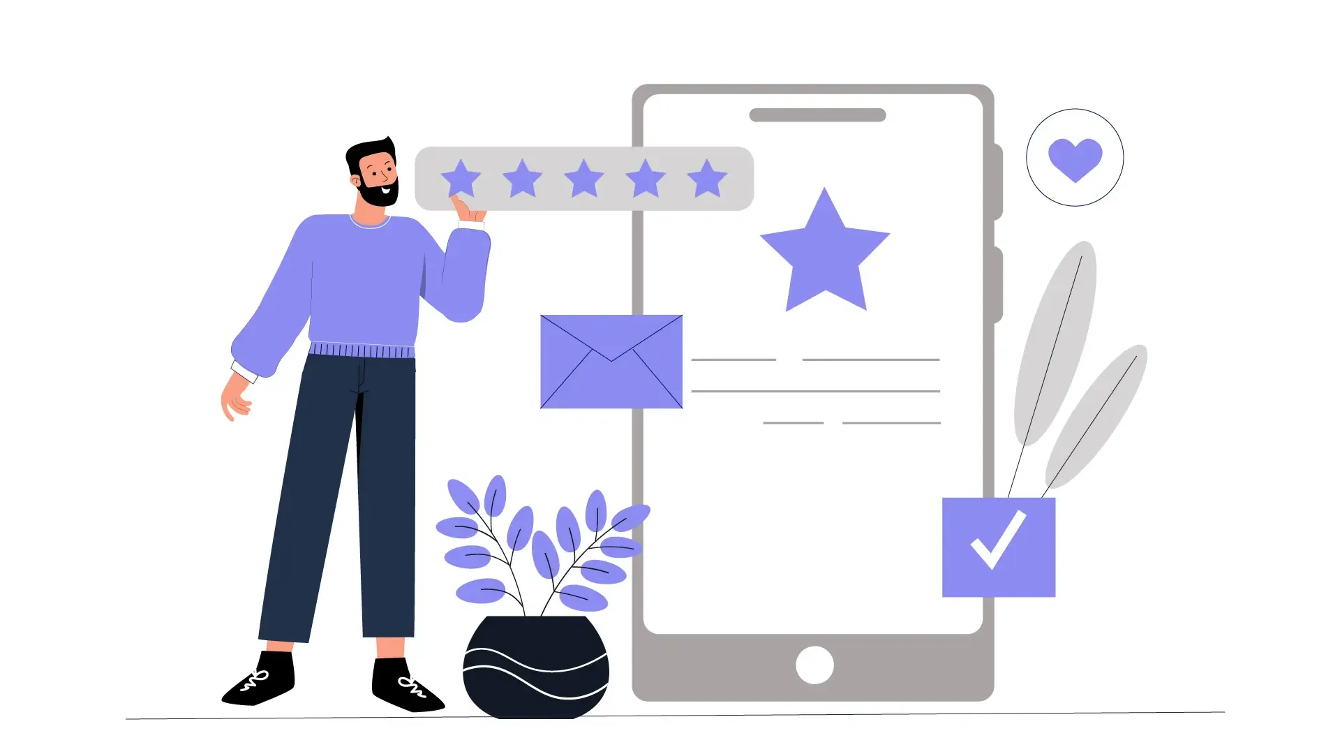 User Giving Star Rating Feedback in 2D Flat Illustration image